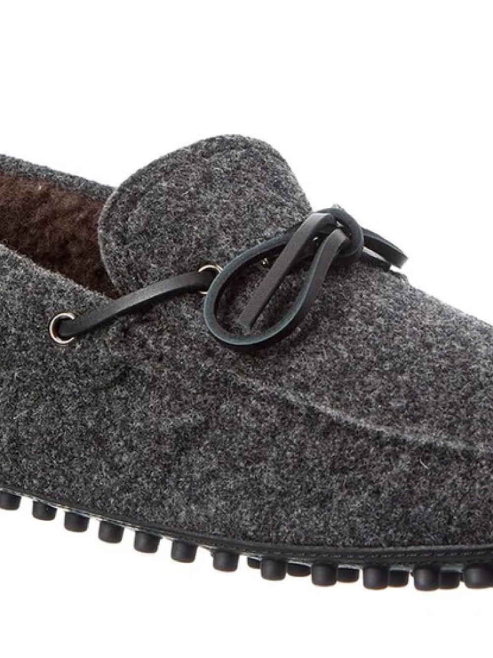 TOD's Fleece Lined Gray Wool Mocassins